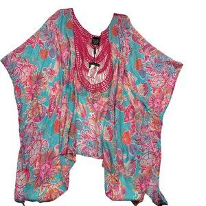 Charlie Paige Crochet Floral Beach Themed Lightweight Kimono Women's One Size